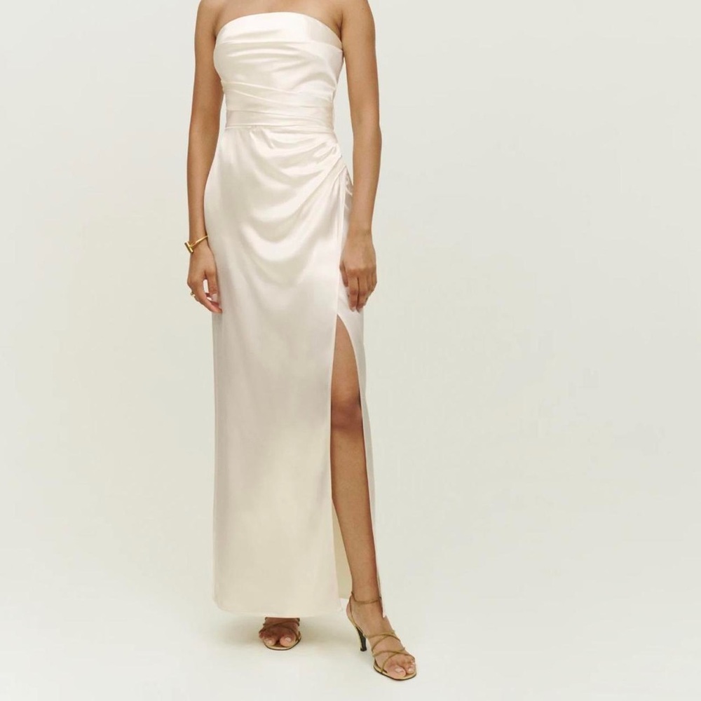 Reformation Barrow Silk Dress in Ivory